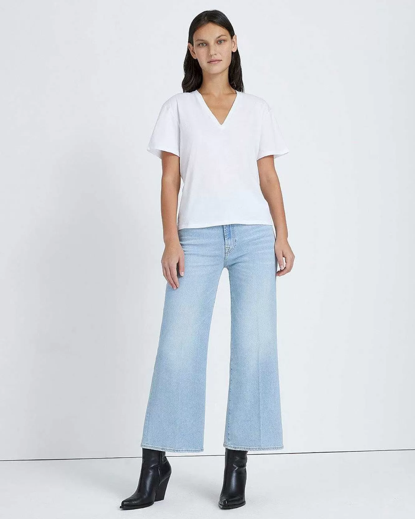 7 For All Mankind Cime | T-Shirt Con Scollo A V Bianco