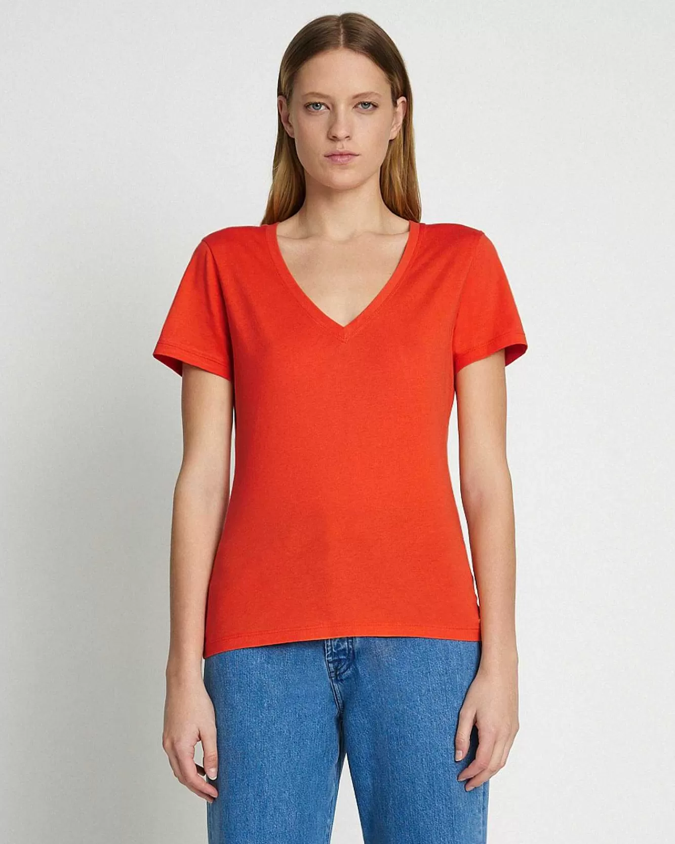 7 For All Mankind Cime | T-Shirt Con Scollo A V Easy In Cotone Pima Koi