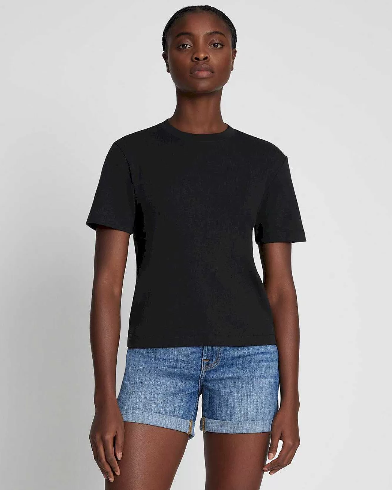 7 For All Mankind Cime | T-Shirt Girocollo Per Tutti I Giorni Nero