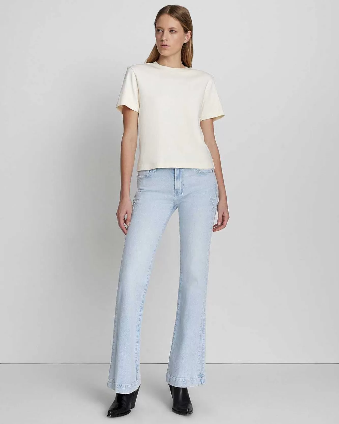 7 For All Mankind Cime | T-Shirt Girocollo Per Tutti I Giorni Bianco Antico